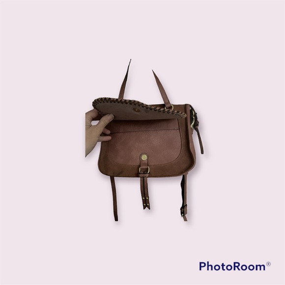 Sole Society Womens Desti Crossbody Bag Pink Faux Suede Woven Adjustable Strap - Picture 3 of 8